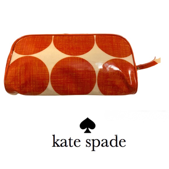 Sold ♠️🧡 Kate Spade Orange Cream Polka Dot Cosmetic Bag - Picture 3 of 5